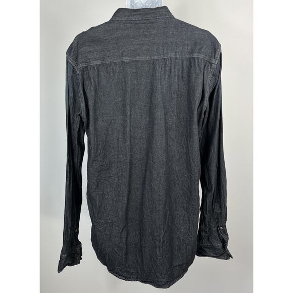 Men's Carbon Classic Fit Demin Long Sleeve Snap Up Dark Blue Size XL Shirt - Picture 4 of 7